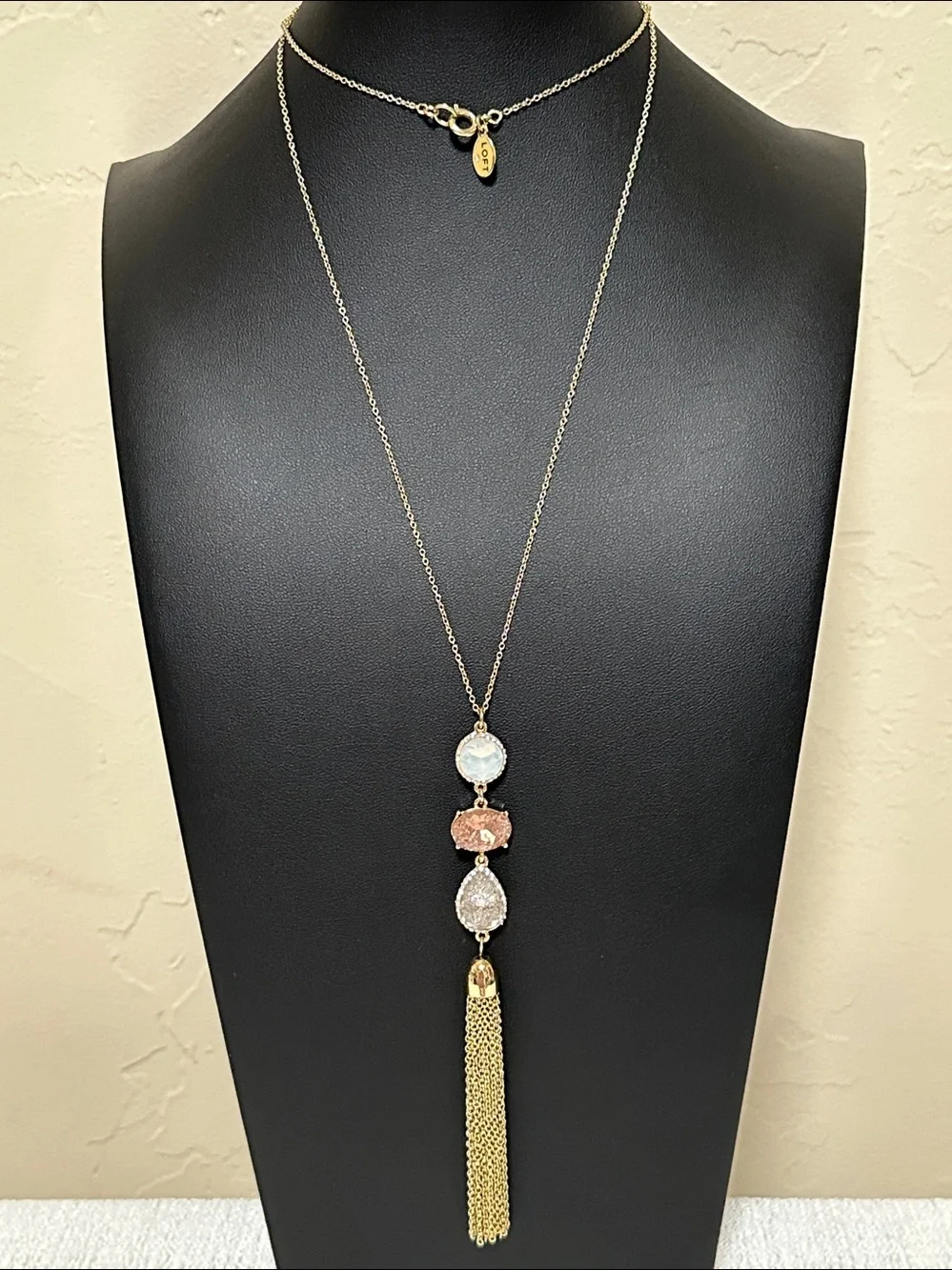 Loft Gold Tone Dainty Chain Long Tassel Necklace